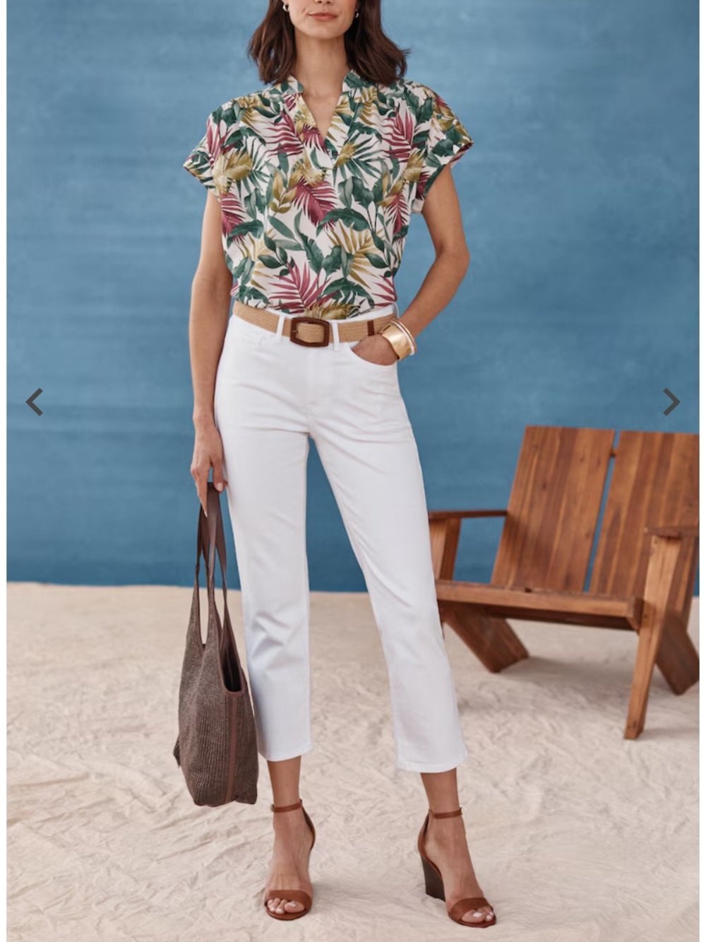 NEW J.Jill High Rise Crop Jeans 8 Straight Leg Raw Hem Summer Essential Coastal